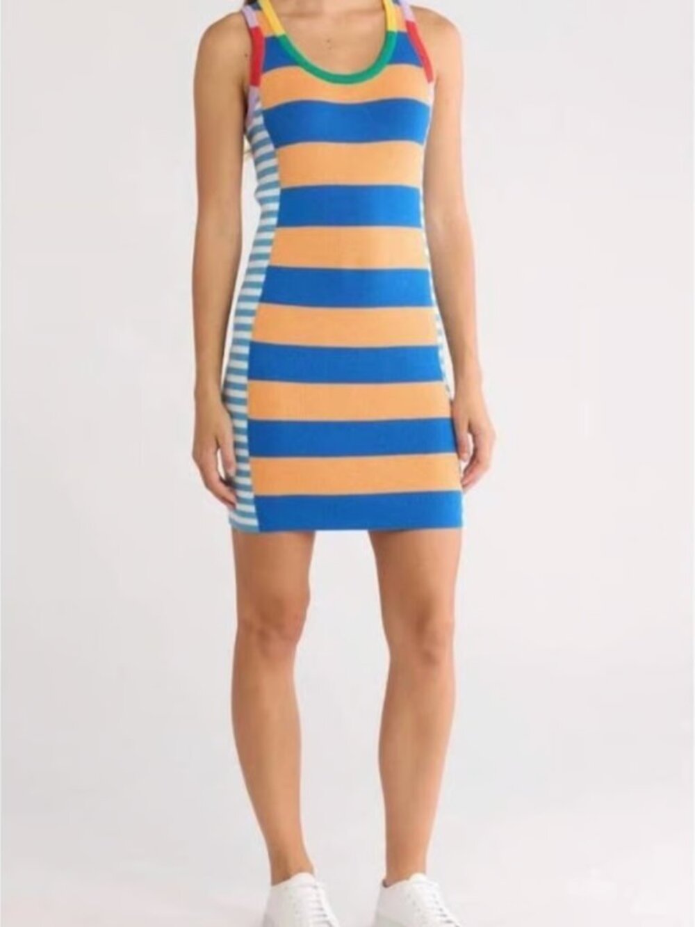 MOTHER Chin Ups Knit Tank Dress Stripe Colorblock Mini Dress Women's Medium - Picture 10 of 12